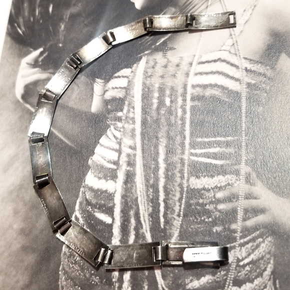 WWI yr1916 Antique Forget Me Not Sterling Panel Bracelet - Picture 7 of 10